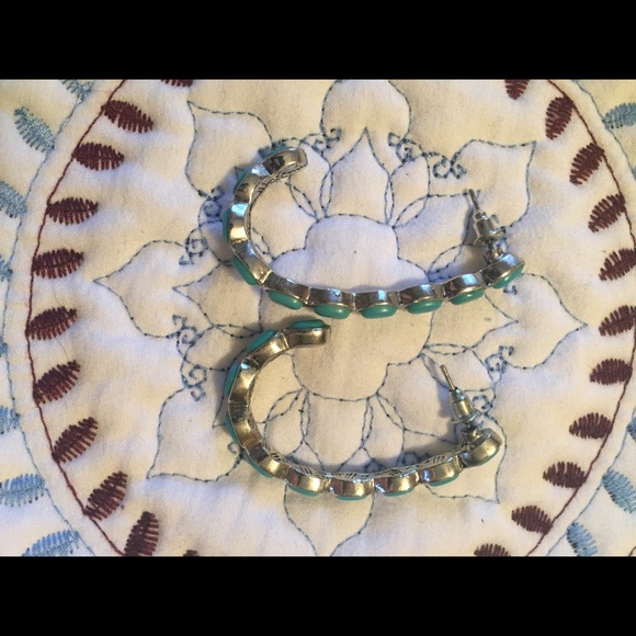 Turquoise Half Hoop Earring - Picture 2 of 4